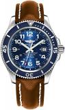 Breitling Superocean II 42 Blue Dial Men's Watch with Brown Leather Strap A17365...