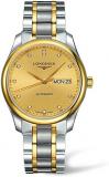 Longines Master Collection L2.755.5.37.7 18k Gold and Stainless Steel Diamond Markers Transparent Case Back Men's