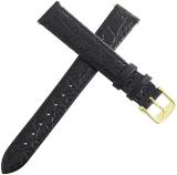 Longines Women's 14mm Black Leather Replacement Watch Band Strap Gold Buckle