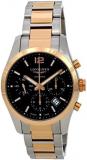 Longines Conquest Classic Automatic Chronograph 18k Gold and Stainless Steel Exhibition Back Men's Watch
