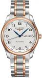 Longines Master Collection Automatic Stainless Steel and Rose Gold Silver Dial Day-Date Mens Watch L2.755.5.79.7