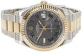 Rolex Pre-Loved Stainless Steel & 18K Yellow Gold Wimbledon Datejust 116333 41mm, Grey