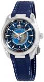 Omega Seamaster Aqua Terra World Time Automatic Chronometer Blue Dial Men's Watc...