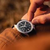 Hamilton Watch Khaki Aviation Pilot Pioneer Mechanical Chrono | Swiss Made | 40mm Stainless Steel Case | Black Dial Analog Watch | Brown Leather Strap (Model: H76409530)