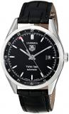 TAG Heuer Men's WV2115.FC6180 Carerra Calibre 7 Twin Time Automatic Black Dial Black Crocodile Watch
