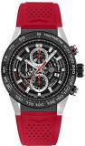 TAG Heuer Carrera Black Skeleton dial on Red Rubber Strap Men's Watch CAR2A1Z.FT6050