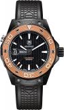 Tag Heuer Aquaracer Automatic Black Dial Rose Gold Bezel Black Titanium Mens Watch WAJ2182.FT6015