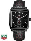 Tag Heuer Monaco Automatic Black Dial Black Leather Mens Watch WW2119FC6338